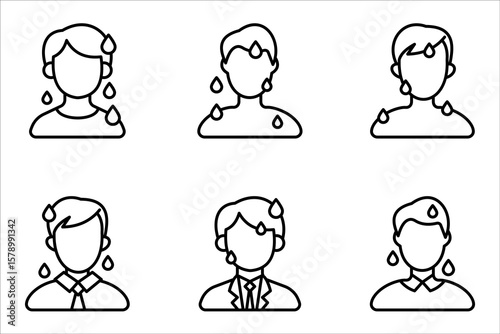 sweating icon set, vector illustration on white background.