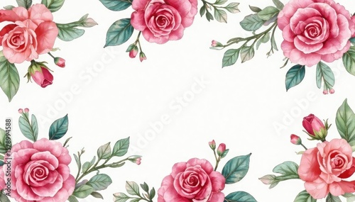 Delicate watercolor roses & leaves, repeating floral pattern , beautiful, stylish, pretty