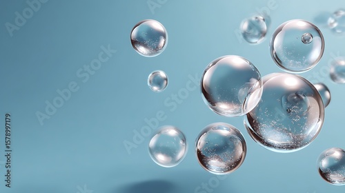 Floating water bubbles abstract background high-resolution image calm environment close-up view beauty of nature