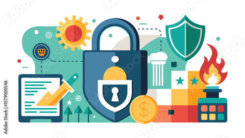 22   Hacker Attack Prevention Concept  Lock  Firew Illustration Concept