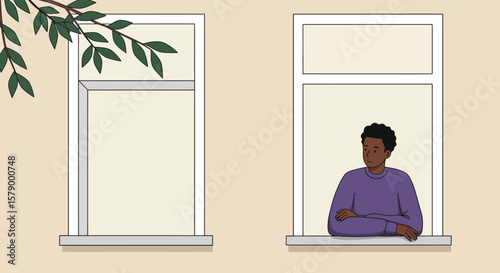 A person looks out of a window, symbolizing isolation, loneliness, and the challenges of quarantine and social distancing