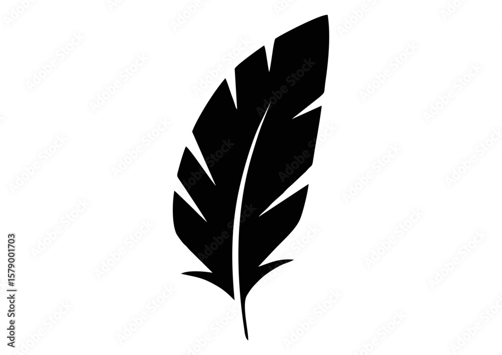 Fototapeta premium Black feather silhouette with detailed veins