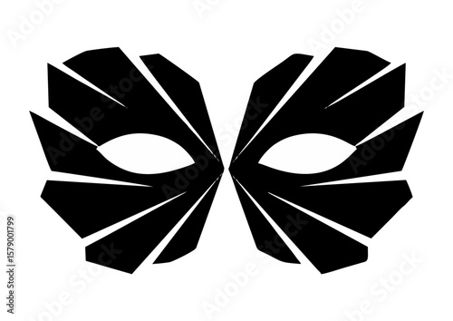 Black butterfly mask silhouette with geometric 