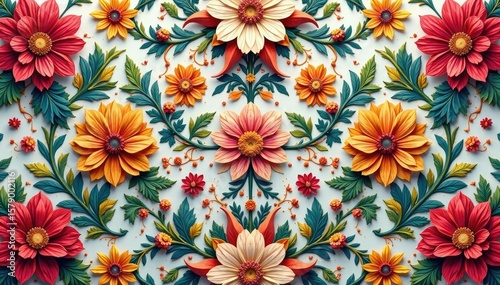 Intricate floral design, repeating seamlessly , delicate, repeating pattern