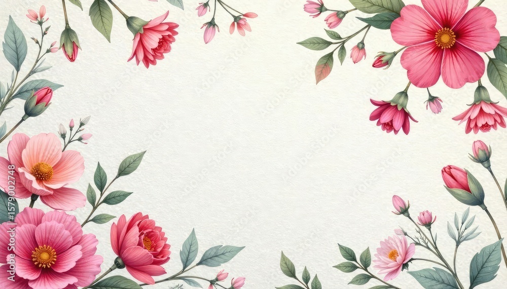 Obraz premium Delicate watercolor floral pattern on textured paper, floral pattern, texture, blossom