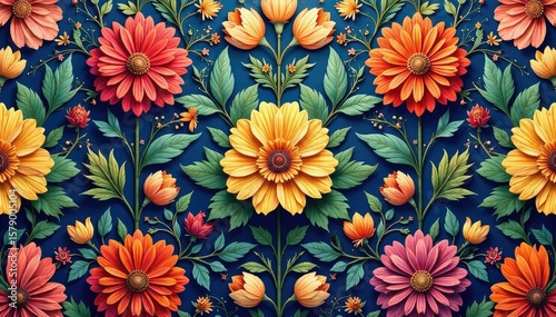 Intricate floral pattern, repeating seamlessly , graphic, pastel, elegant