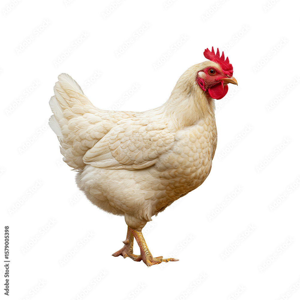 Fototapeta premium Isolated Poultry Bird Farm Animal White Hen with Transparent Background