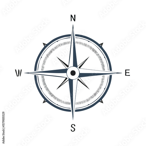 Minimal Vector Icon of a Compass with Bold Black Outline in Clean and Simple Design