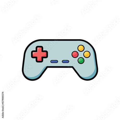 Vector art of a cartoon game controller isolated on a white background