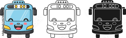 Cute cartoon bus illustration vector design for kids coloring page and educational resources art drawing