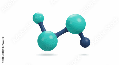 Molecular structure featuring three spheres connected by bonds in a simple arrangement design