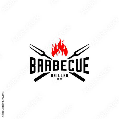 Barbecue grill hot fire logo