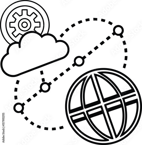 Heart-shaped cloud computing vector illustration: a timely symbol of global business design