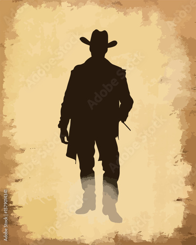 Cowboy Silhouette on Textured Paper vector