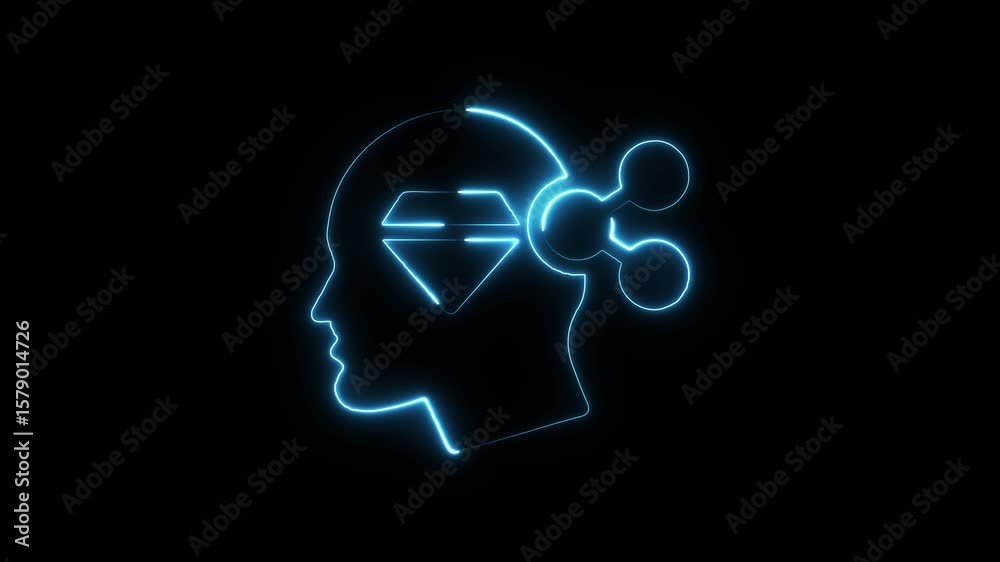 Sharing animation. Glowing neon sharing icon on black background. Symbol of connectivity, social media, and content distribution. Neon animated symbol in HD video.