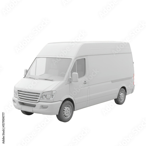 Isolated White Commercial Van Vehicle Cargo Delivery Transportation