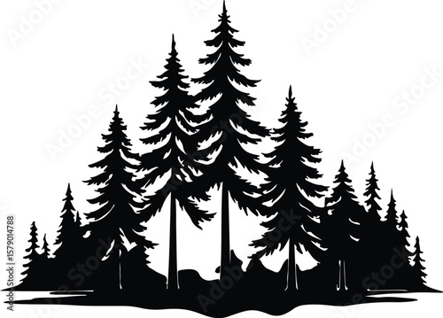 Black silhouette vector design composed of various graphic shapes with transparent background