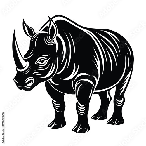 rhino isolated on white vector illustration