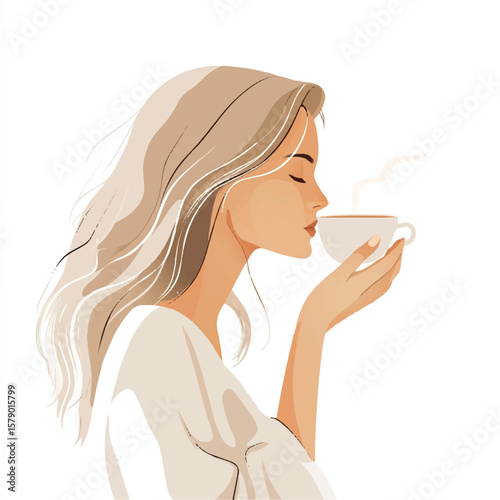 a girl sipping coffee