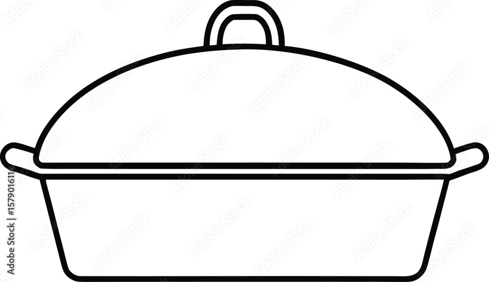 Roast pan with lid line art vector graphic illustration Roast pan with lid line art vector graphic illustration
