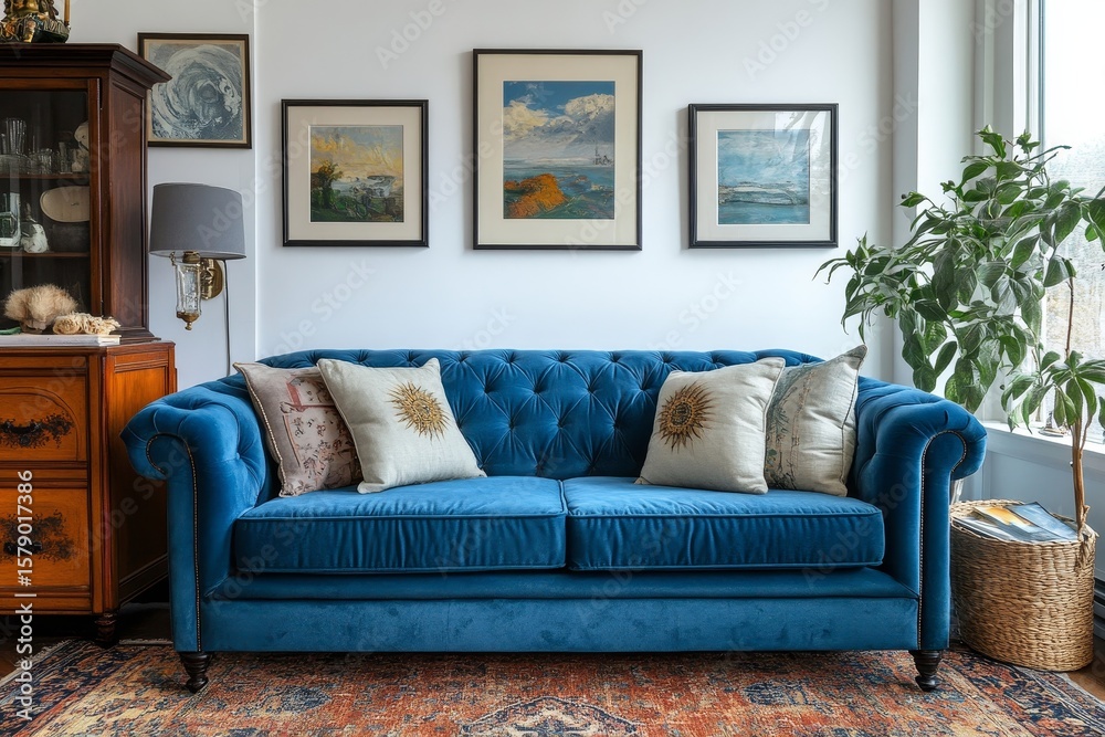 Fototapeta premium modern living room with sofa, Generative AI
