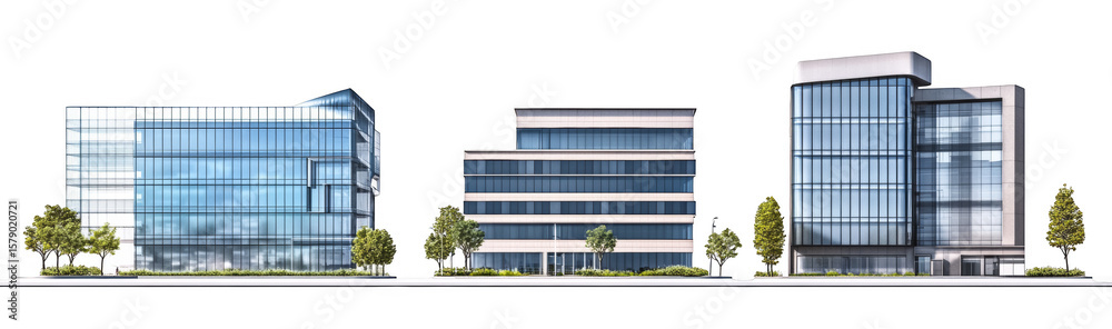 Modern Corporate Office Buildings with Glass Facades Modern Corporate Office Buildings with Glass Facades