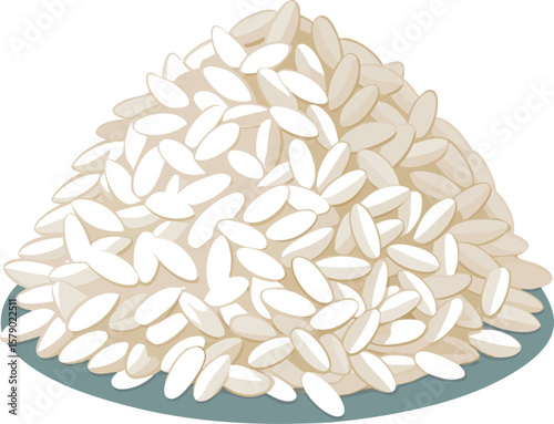 Fresh Fruit Slice Graphics Delicious Pile of Uncooked White Rice Grains Ready for Cooking