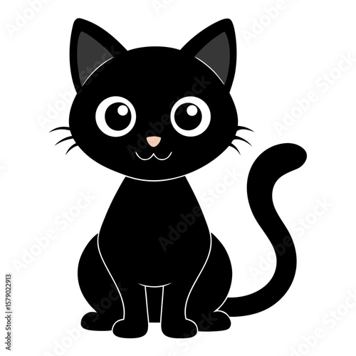 black and white cat cartoon