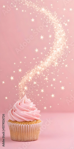 Magical fairy dust swirl pink background