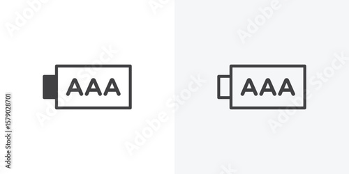 AAA battery icon. collection of editable stroke line and solid flat styles.