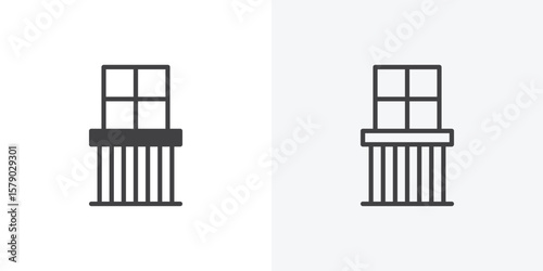 Balcony icon. collection of editable stroke line and solid flat styles.