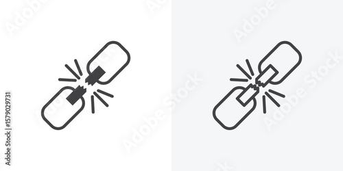 Broken link icon. collection of editable stroke line and solid flat styles.