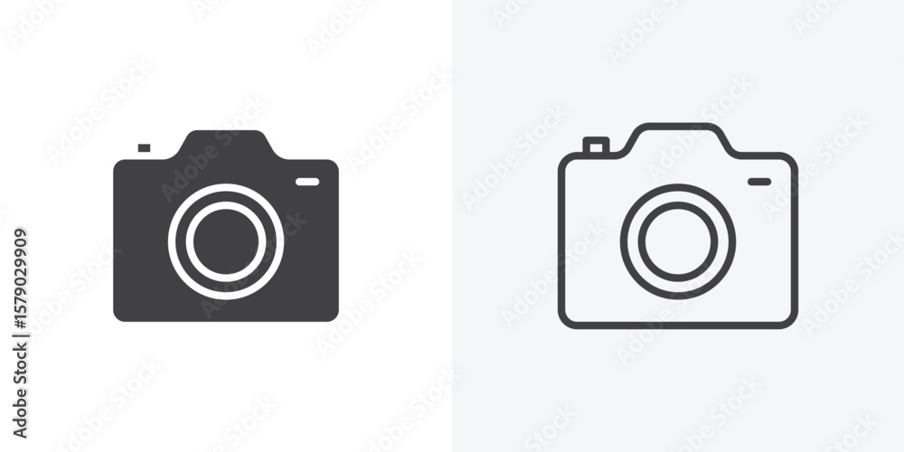 Camera icon. collection of editable stroke line and solid flat styles. Camera icon. collection of editable stroke line and solid flat styles.