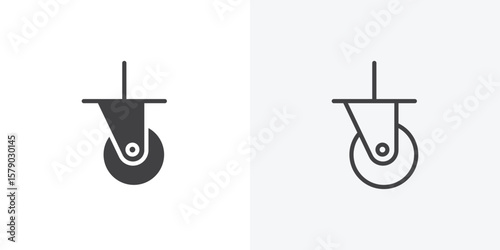 Cart trolley wheel icon. collection of editable stroke line and solid flat styles.