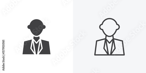 Cashier icon. collection of editable stroke line and solid flat styles.