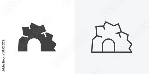 cave icon. collection of editable stroke line and solid flat styles.