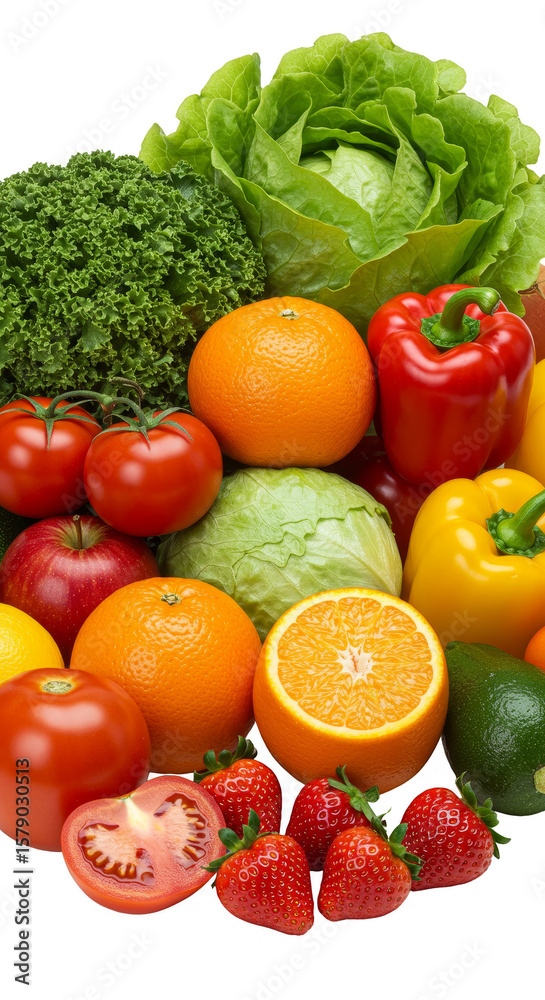 Vibrant Fruits and Vegetables Fresh Raw Food on Transparent Background Vibrant Fruits and Vegetables Fresh Raw Food on Transparent Background