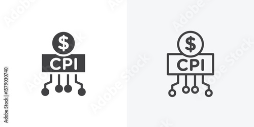 Consumer prices index icon. collection of editable stroke line and solid flat styles.