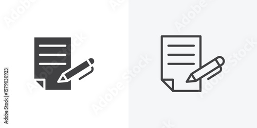 Contract icon. collection of editable stroke line and solid flat styles.