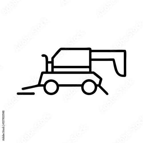 Combine harvester line art icon for agricultural machinery  