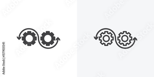 Devops icon. collection of editable stroke line and solid flat styles.