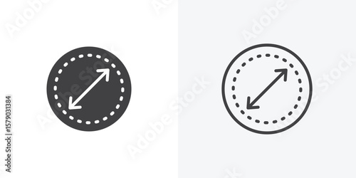 Diameter icon. collection of editable stroke line and solid flat styles.