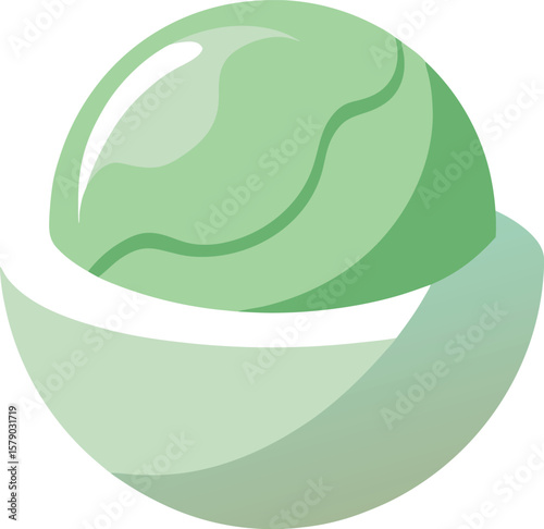 Herbal Tea Steam Aromatics Fresh Green Cabbage in a Bowl: Simple, Minimalist Vector Illustration