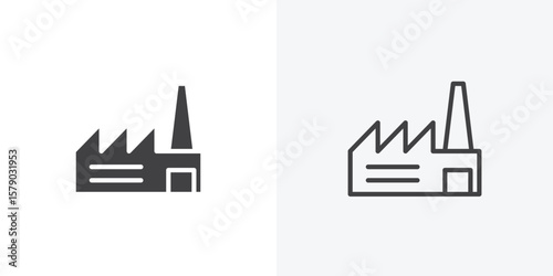 Factory icon. collection of editable stroke line and solid flat styles.