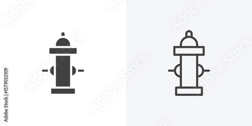 Fire hydrant icon. collection of editable stroke line and solid flat styles.