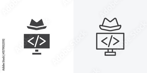 Hacker icon. collection of editable stroke line and solid flat styles.