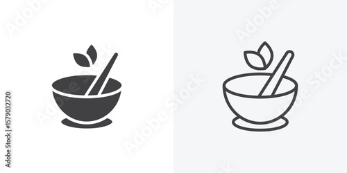 Herbal medicine icon. collection of editable stroke line and solid flat styles.