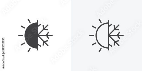 Hot and cold icon. collection of editable stroke line and solid flat styles.