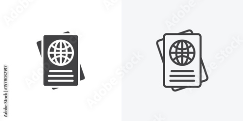Immigration icon. collection of editable stroke line and solid flat styles.