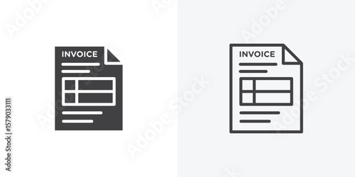 Invoice icon. collection of editable stroke line and solid flat styles.